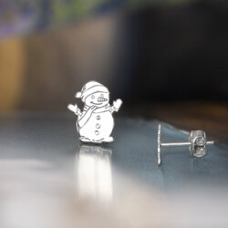 SZT-748 Silver earrings SNOWMAN CHRISTMAS - Silver 925