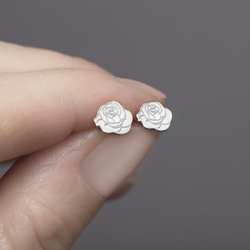 SZT-729 Silver earrings FLOWER ROSE - Sterling Silver 925