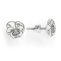 SZTP-707 Silver earrings PANSY FLOWER - Sterling Silver 925 Rhodium Plated