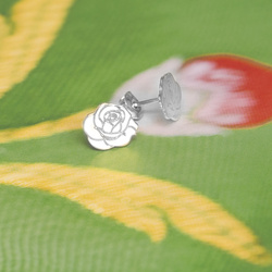 SZT-729 Silver earrings FLOWER ROSE - Sterling Silver 925