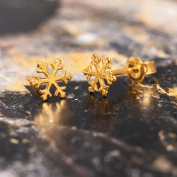 SZTZ-758 Silver earrings SNOWFLAKE - Sterling Silver 925 Gold Plated