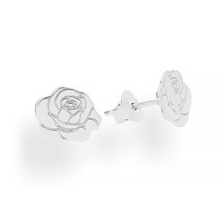 SZT-729 Silver earrings FLOWER ROSE - Sterling Silver 925