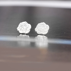 SZT-729 Silver earrings FLOWER ROSE - Sterling Silver 925