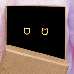 SZTZ-344A Silver earrings CAT - Sterling Silver 925 Gold Plated