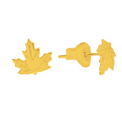 SZTZ-751 Silver earrings MAPLE LEAF - Sterling Silver 925 Gold Plated